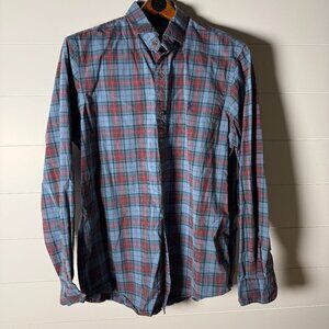 Polo Ralph Lauren 100% Cotton Stretch Classic Fit Blue...Plaid Long Sleeve Sz L